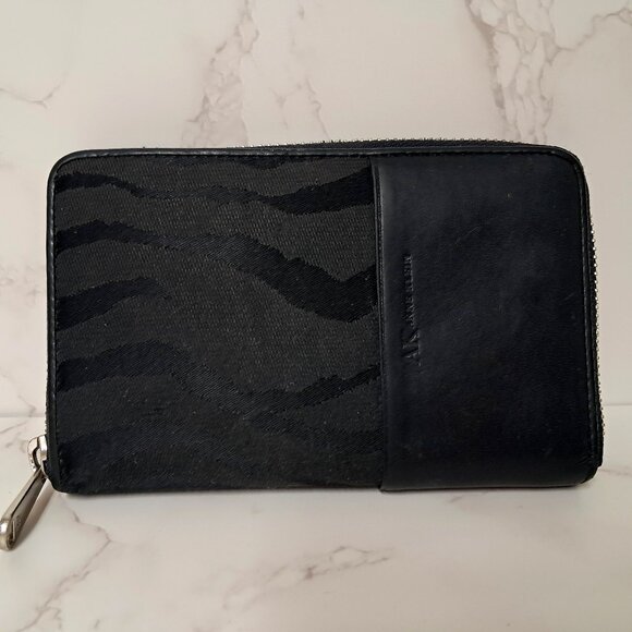 Anne Klein Black Zebra Print Zip Around Wallet - Picture 1 of 6